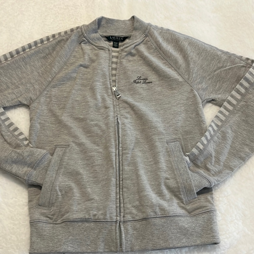 Lauren gray zip front sweatshirt
